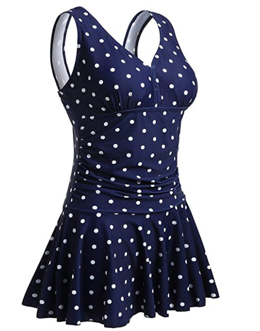 Conservative Women's Plus Size Printed Cherry One-piece Swimsuit