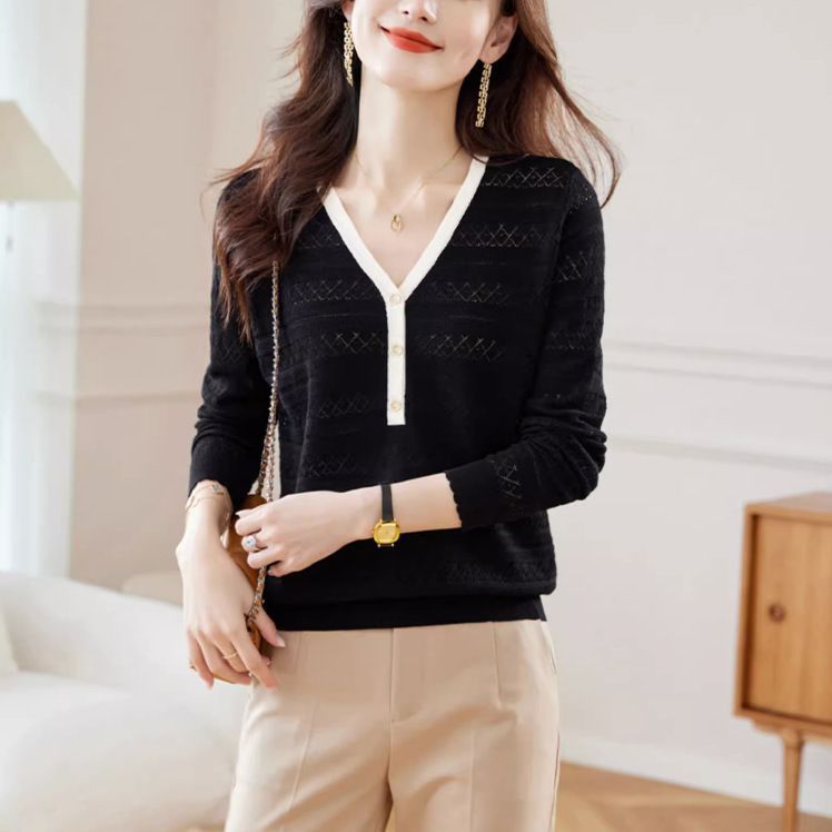 V-neck Sweater Thin Loose Outer Wear