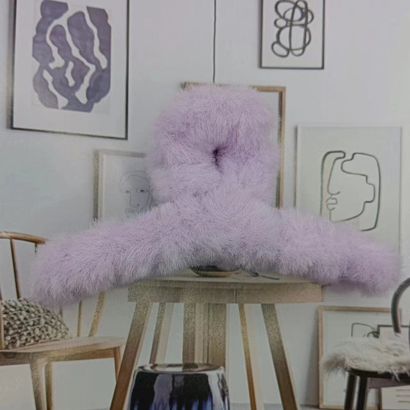 Korean Style Solid Color Plush Shark Clip Headdress