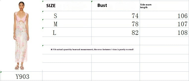 Gentle Lace Shoulder Strap Stitching Slit Length Dress