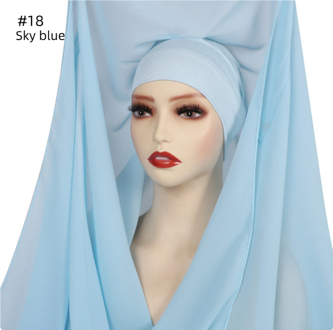 Pure Color Pearl Chiffon Scarf Plus The Same Color