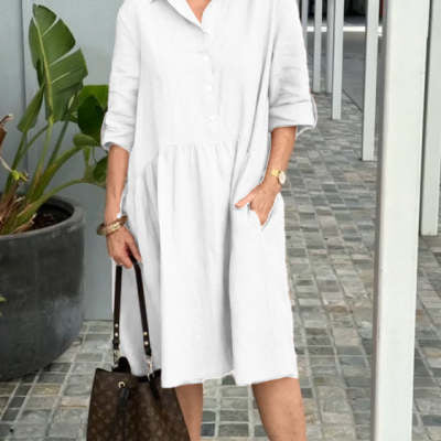 Women's Fashion Cotton And Linen Casual Dress