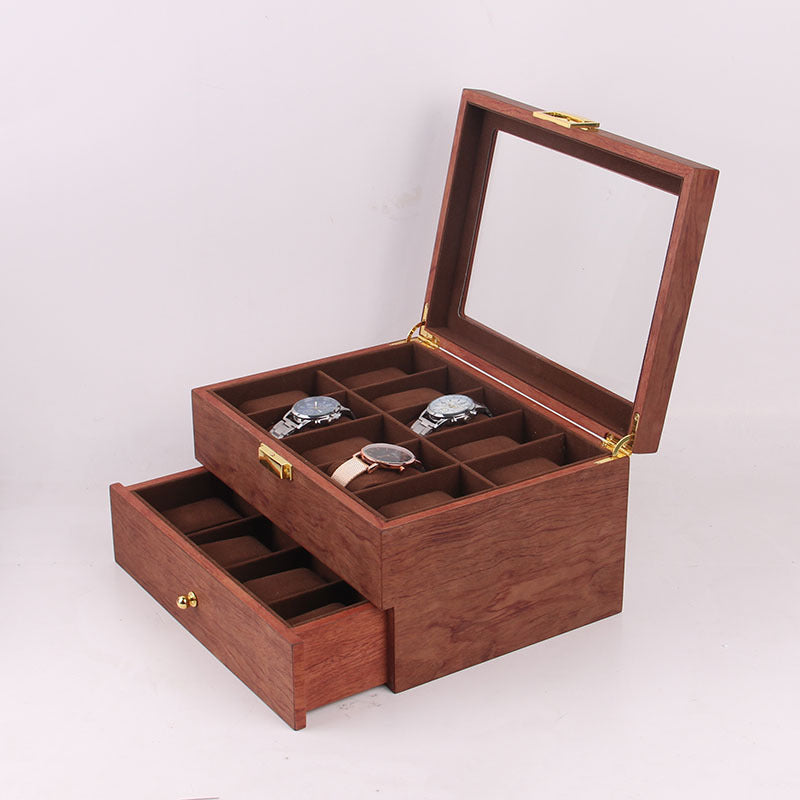 Antique Wood Double Deck Watch Jewelry Storage Box