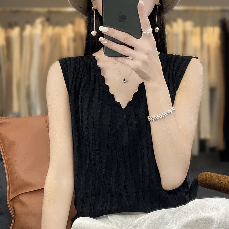 Women's V-neck Ice Silk Camisole Sleeveless Top