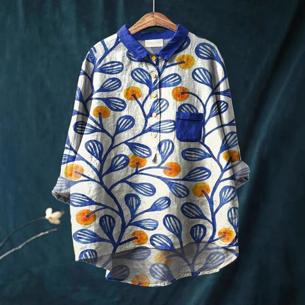 European And American Long Sleeve Shirt 5 Button Cardigan Hawaiian Style Shirt