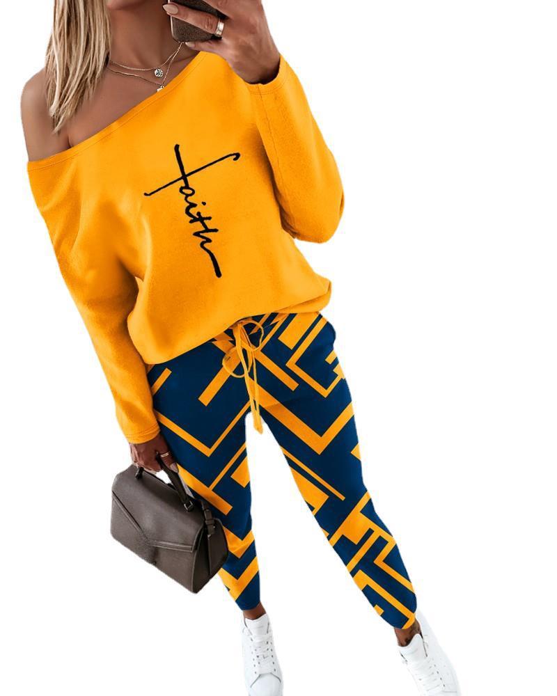 Women's Casual Printed Two-piece Suit Clothing