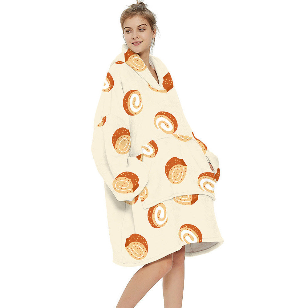 Printed warm layabout blanket hoodie