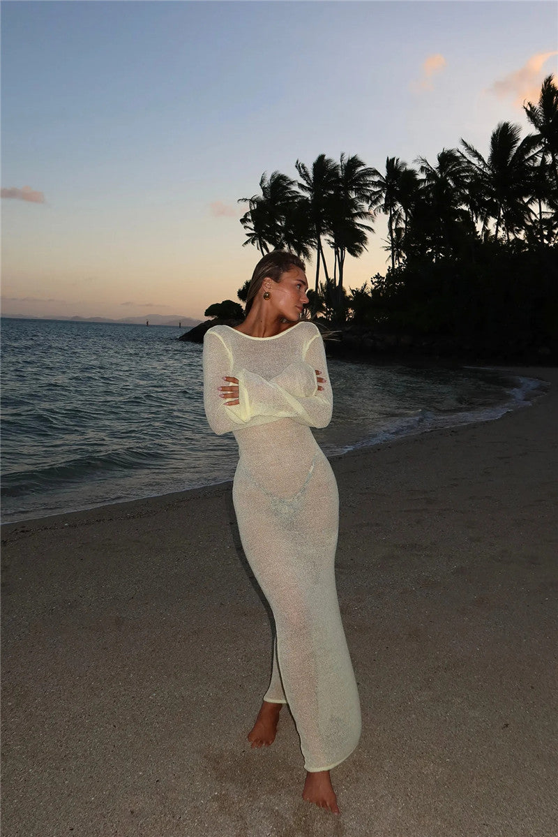 Beach Vacation See-through Sexy Backless Dress