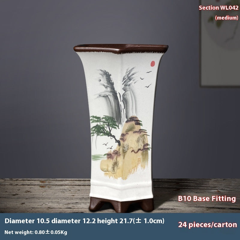 Yitaotang Large Yixing Clay Hexagonal Waist Flower Pot