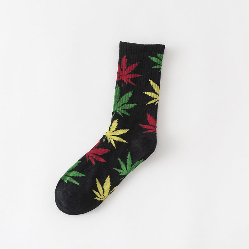 Women's Leaves Are Cotton Middle Tube Socks Thick