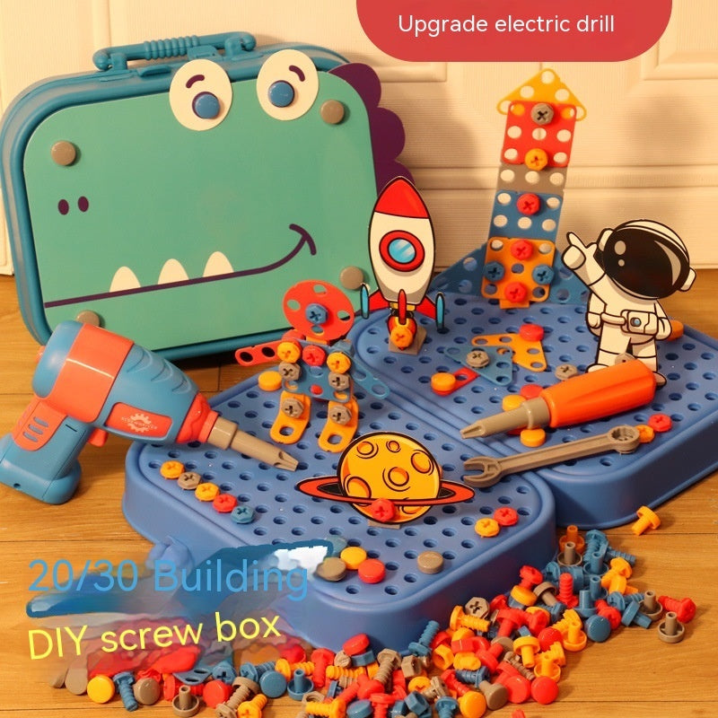 Electric Screw Screwdriver Toolbox Children's Toy Educational Detachable Assembly Screwdriver Electric Drill Set
