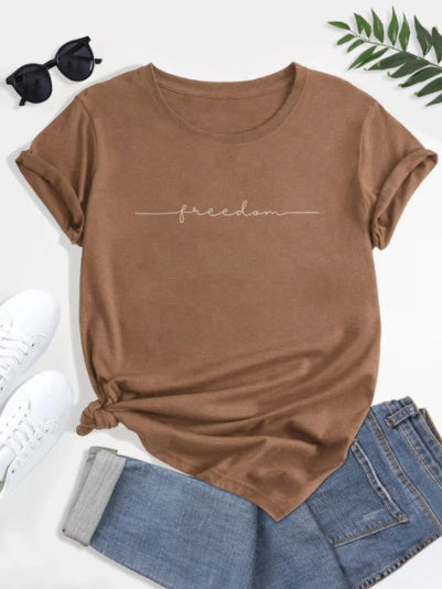 European And American Digital Printing Casual Round Neck T-shirt