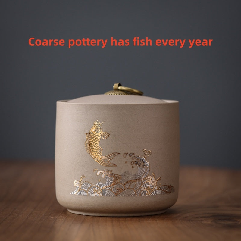 Enamel Ceramic Tea Cans Stoneware Sealed Cans Black Container Capacity