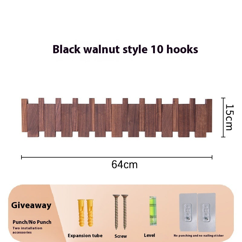 Clothes Hook Wall-mounted Entrance Hallway Hanger Punch-free Solid Wood Creative Keys Clothes