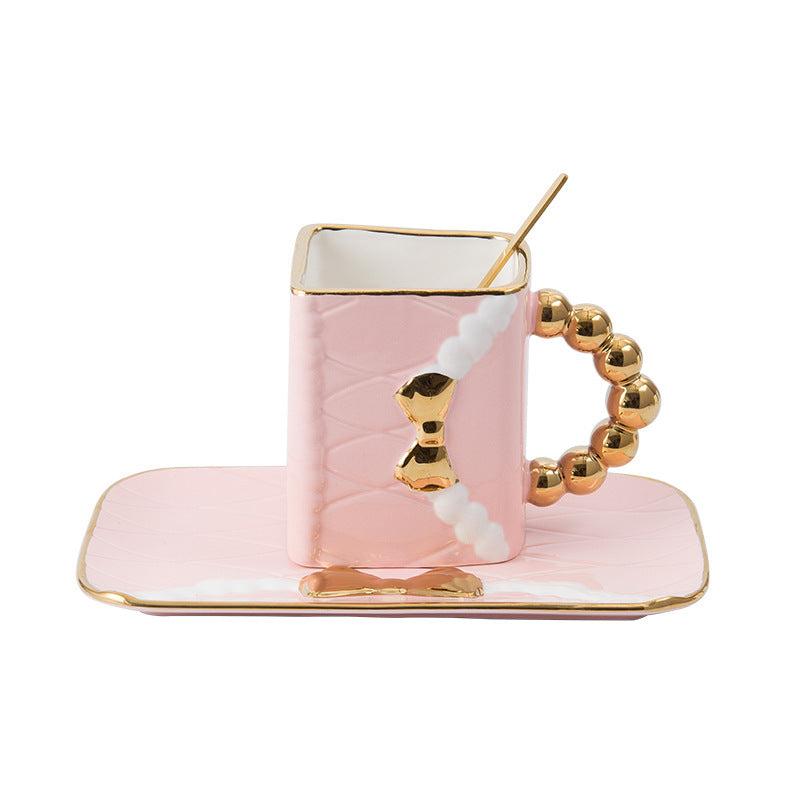 Beaded Bowknot Bag Modeling Cup Ceramic Mark Cup