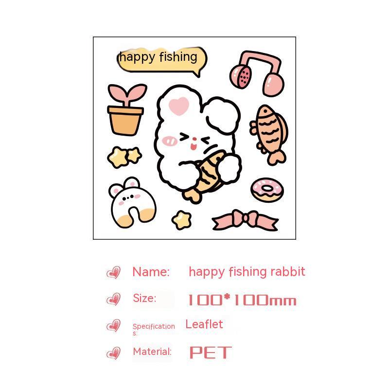 Cute Bear Clear Water Cup Stickers Children's Cartoon Korean Journal Material Mobile Phone Cup Decoration