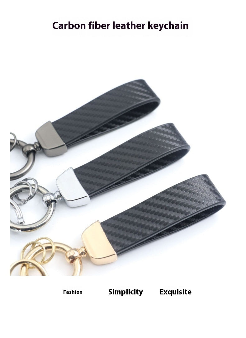 Carbon Fiber Pattern Car Anti-lost Leather Key Ring Pendant