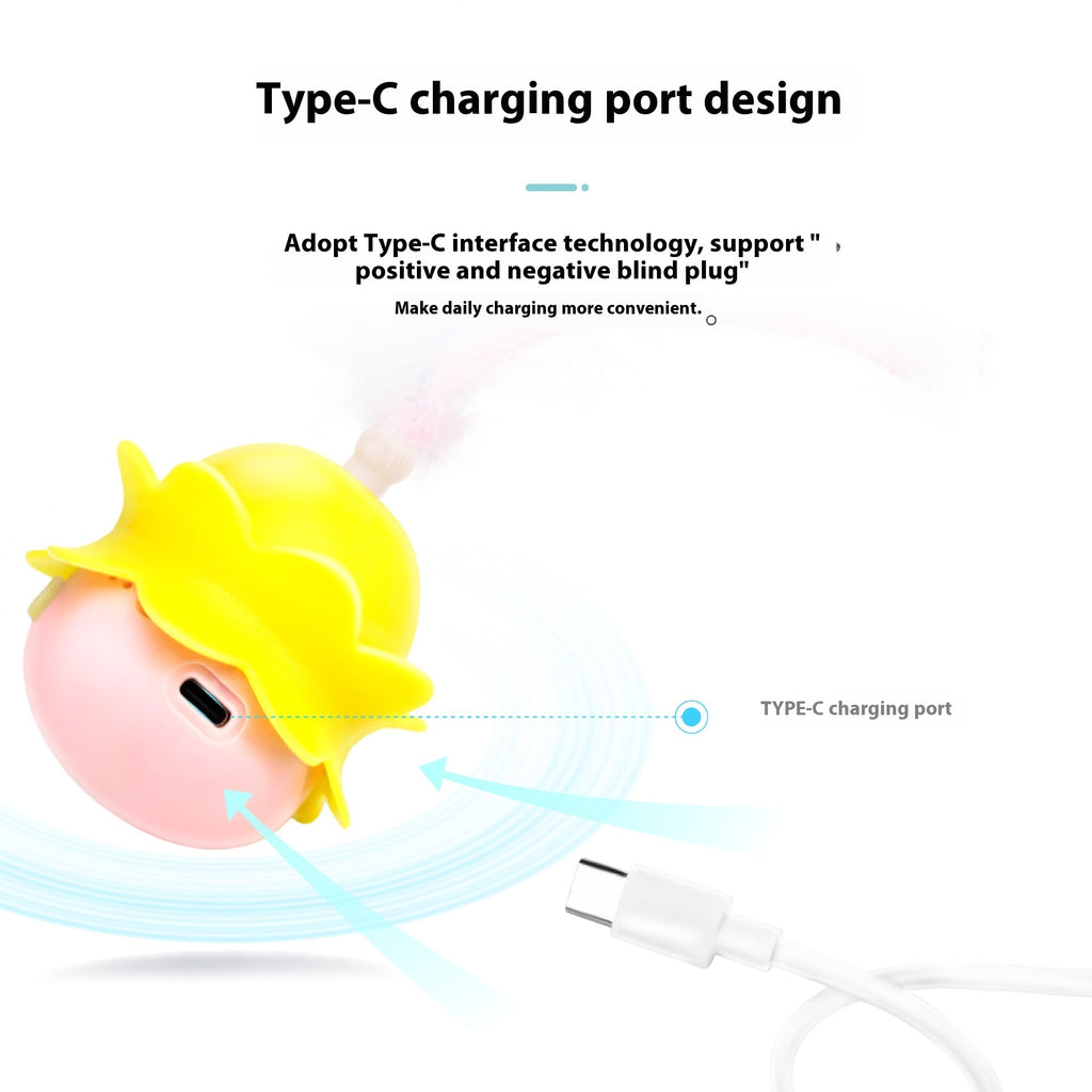 Rotating Self-Hi Relieving Stuffy Cat Teaser Feather Pet Toy