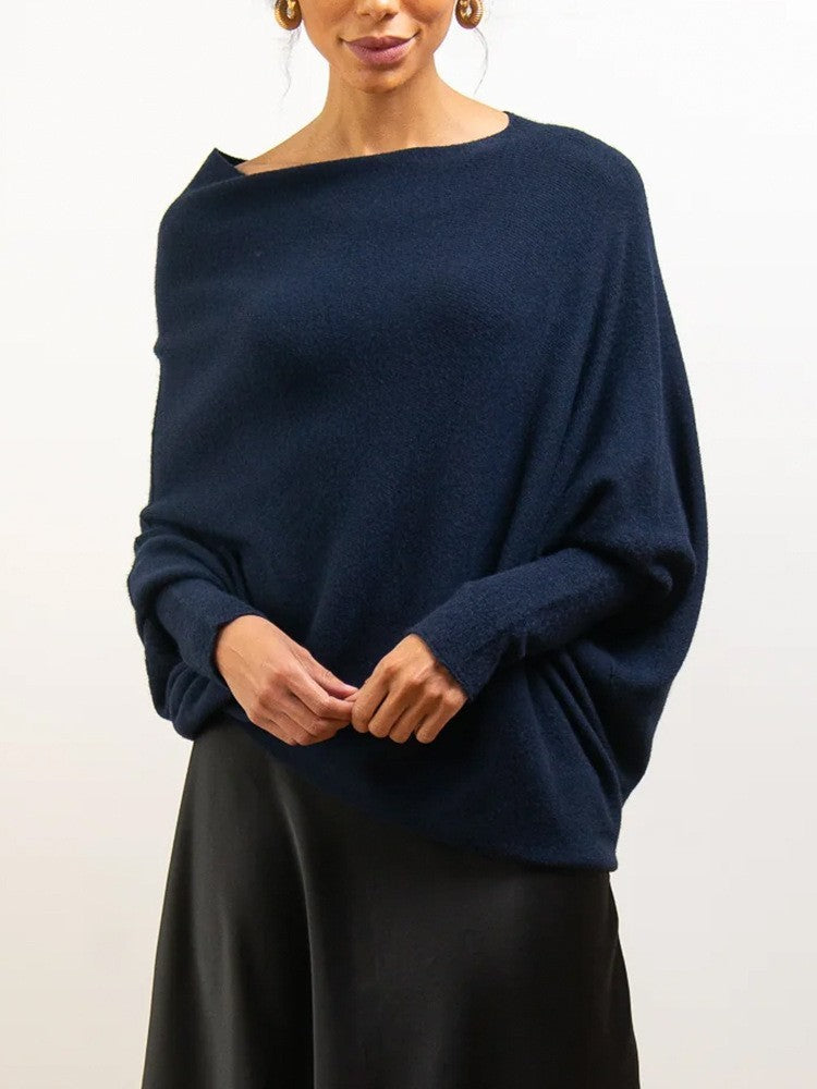 Solid Color Round-neck Comfortable Temperament Knitted Sweater