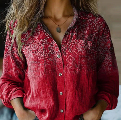 D Printed Exquisite Linen Women's Top