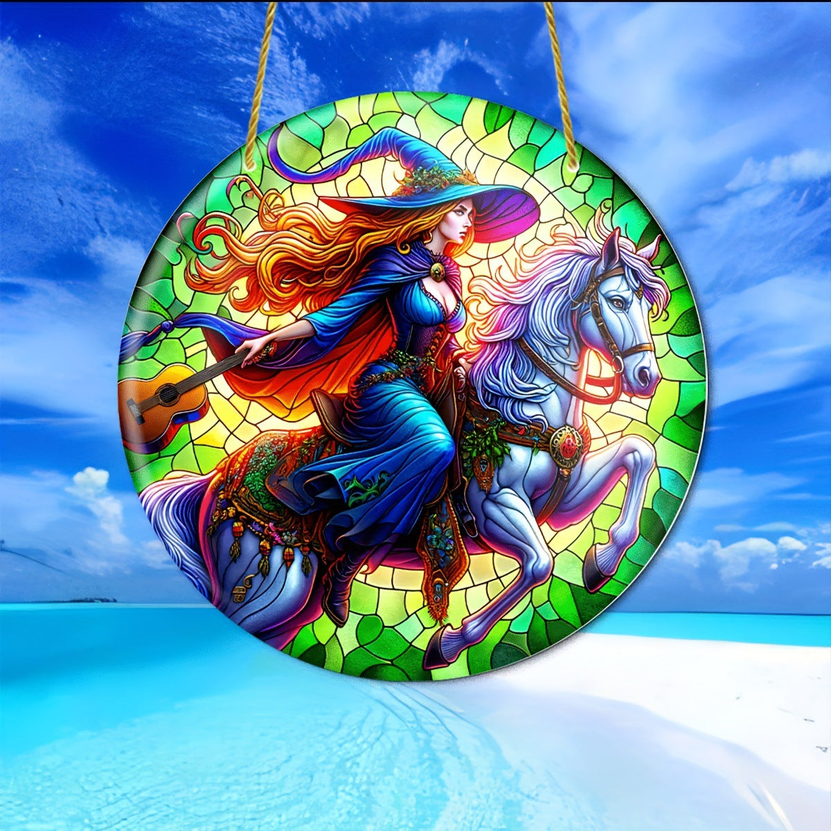 Acrylic Halloween Witch Pendant Color Disc Wall Decorations