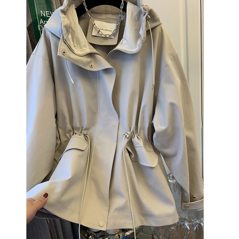 British Style Hooded Trench Coat Coat Women's Autumn Small