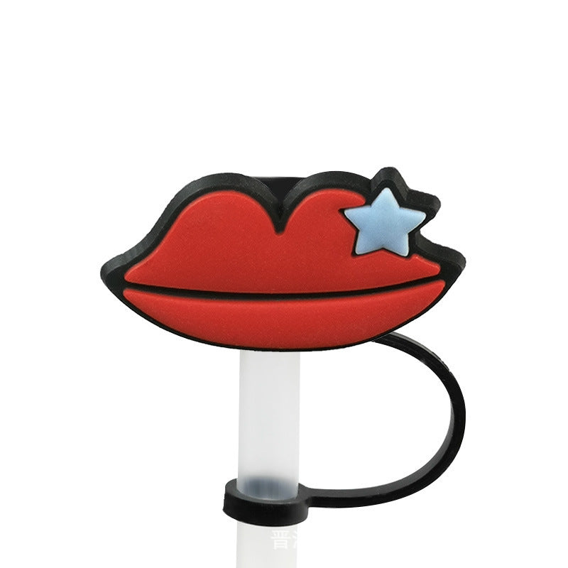 Straw Mouthpiece Silicone Dust Plug Decorative Buckle Clip Personalized Letter Label