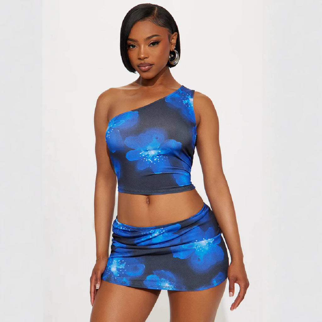 Printed Short Skirt Two-piece Set