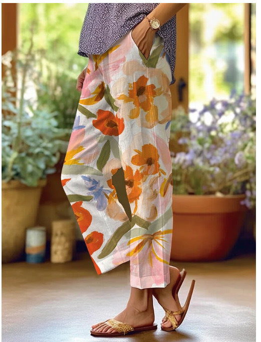 3D Digital Printing High Waist Drawstring Baggy Pants Women