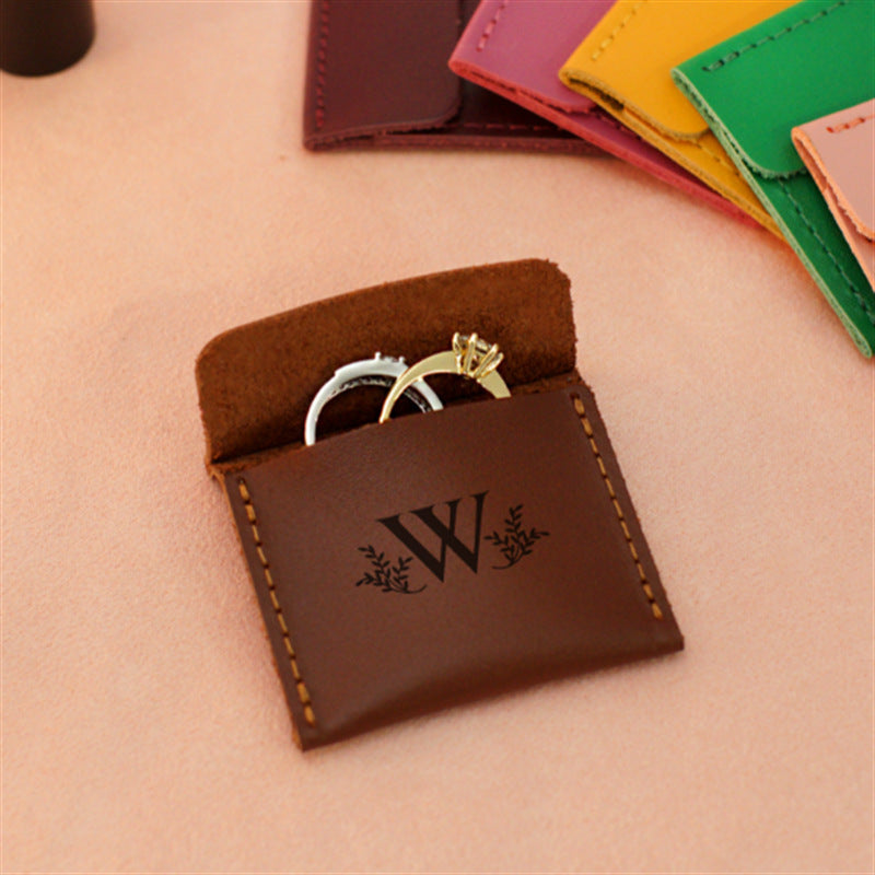 Leather Ring Box Travel Diamond Ring Storage Bag