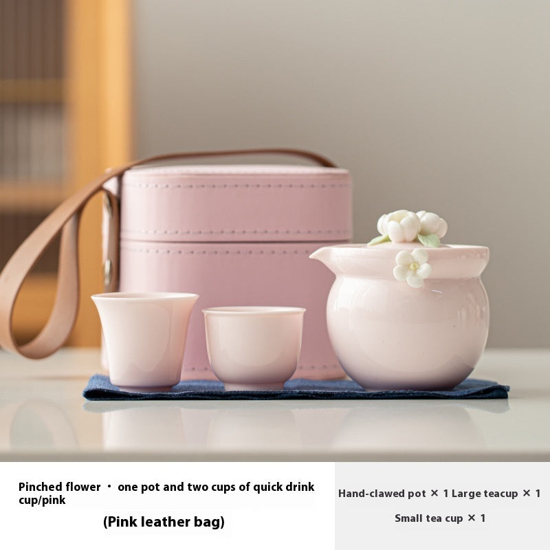 Travel Tea Set Quick Cup One Pot Two Cups Portable
