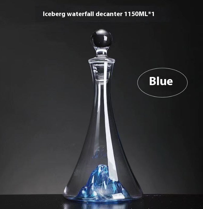 Light Luxury Waterfall With Lid Blue Jinshan Waterfall Wine Decanter