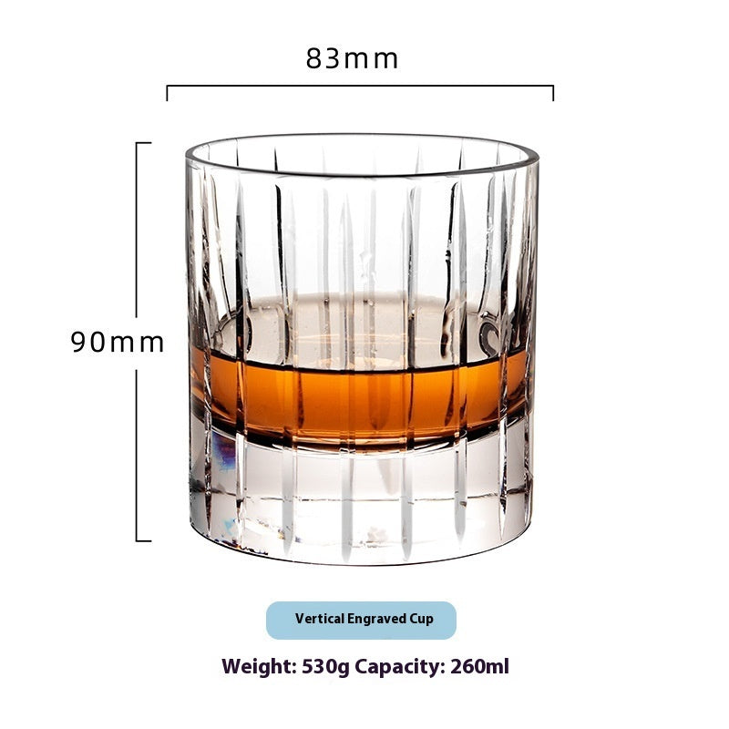 Whiskey Crystal Glass Handmade Fine Carved Wine Glass Ice Hockey Wide Mouth Light Luxury Shot Glass