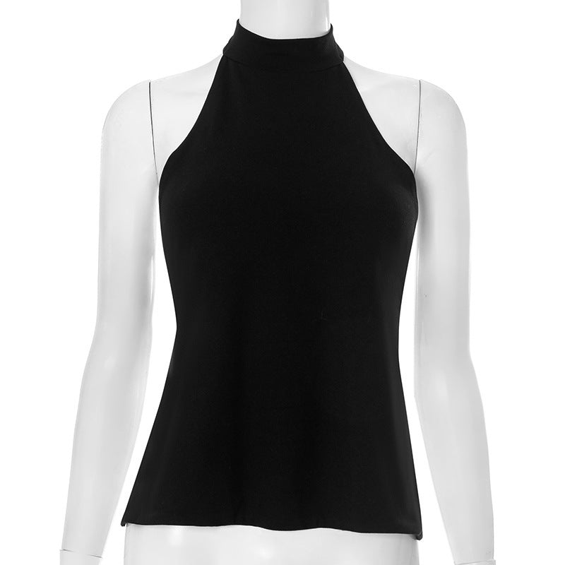 Women's Pure Color Halter Backless One-piece Top