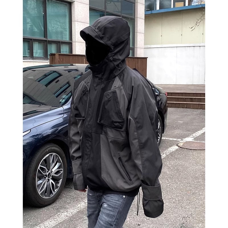 Men's Black And Gray Panel Coat