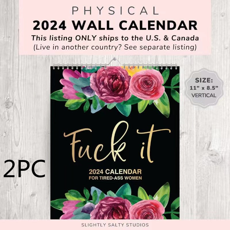 2024 Flower Calendar Spoof Living Room Wall Calendar
