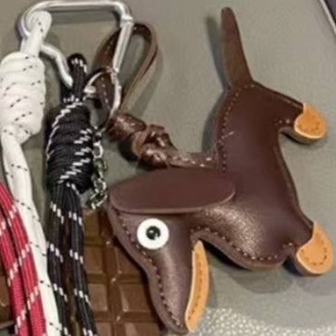 Bag Leather Sausage Dog Pendant Resin