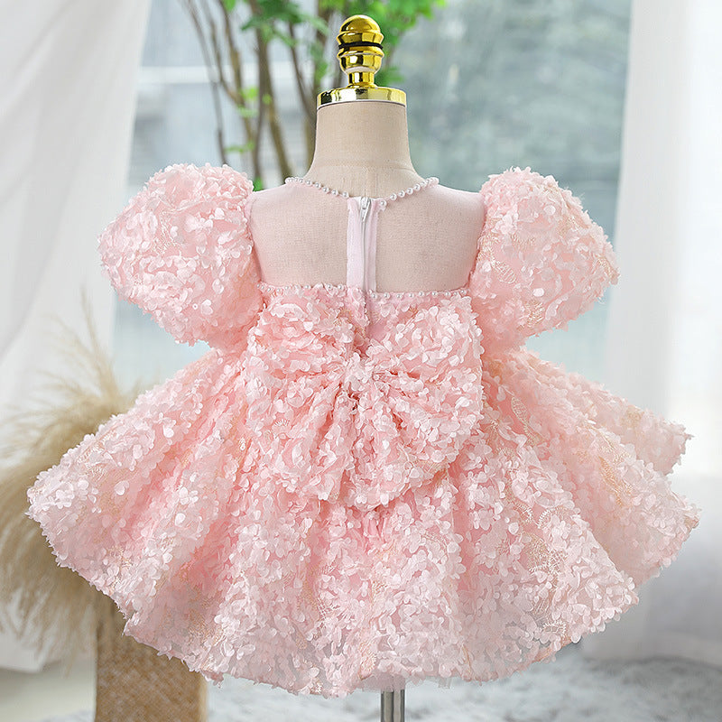 New Children's Princess Dress Sweet Flower Girl Tulle Tutu Little Girl Birthday Costume