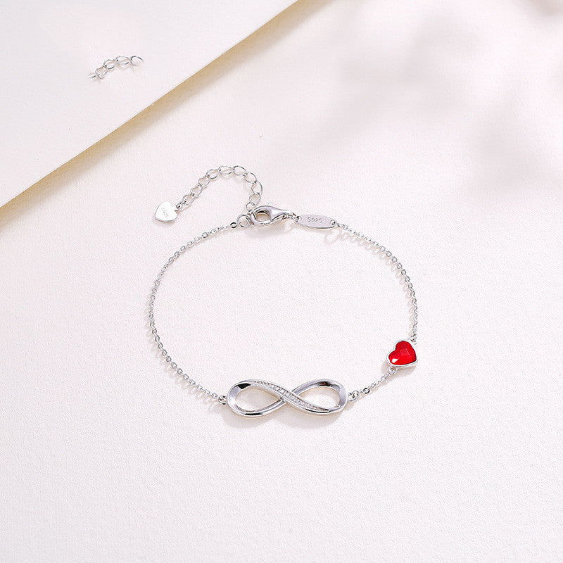 Sterling Silver Bracelet Women's Simple And Versatile Eternal Love