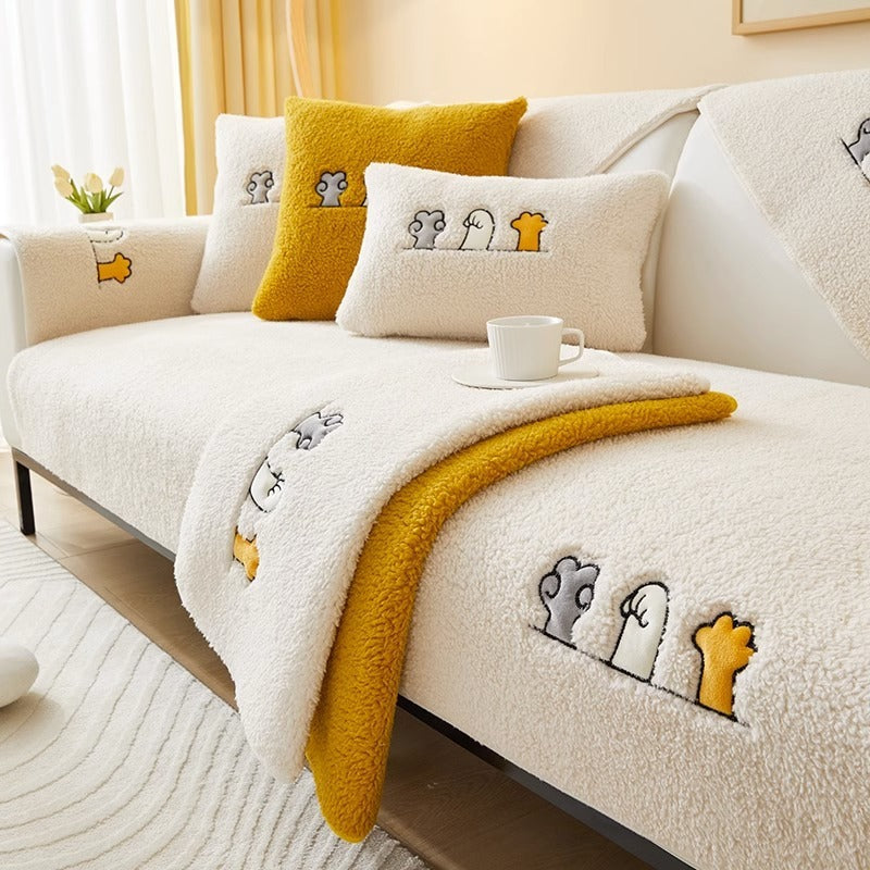 Non-slip Thick Lambskin Sofa Cushion