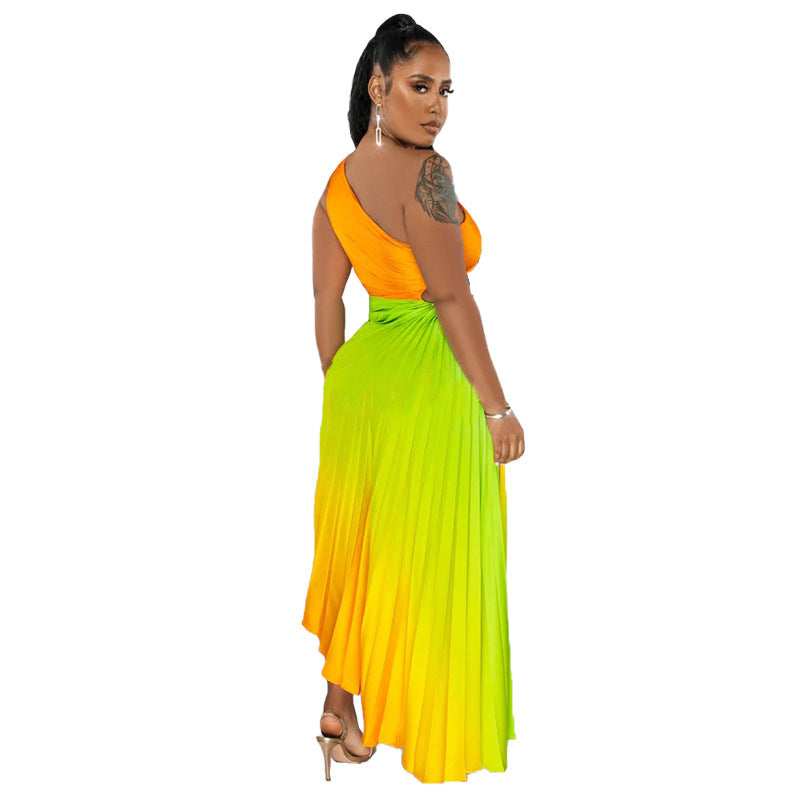 Gradient Sexy Pleated Dress