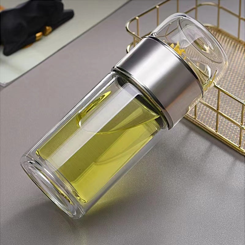 Double Layered Tea Separation Brewing Glass Cup