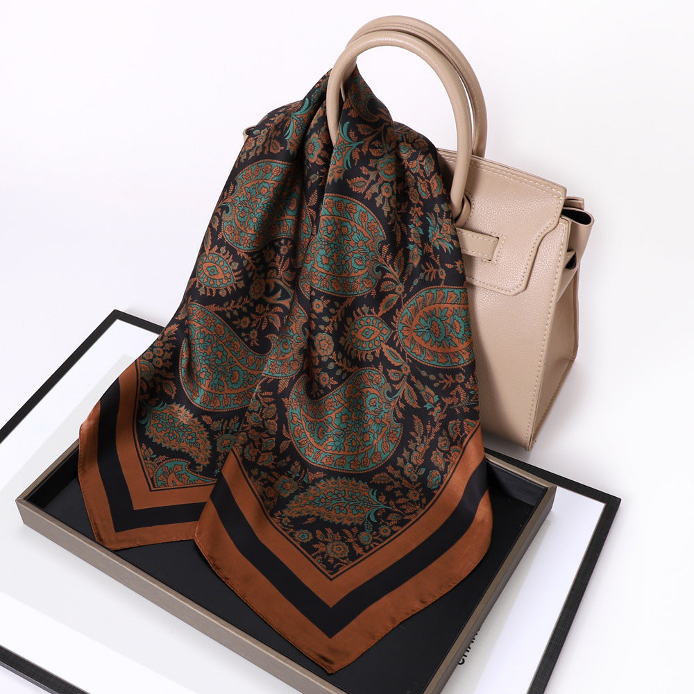 Small Square Towel Silk Scarf Retro Three-dimensional Letter Printing Ladies New