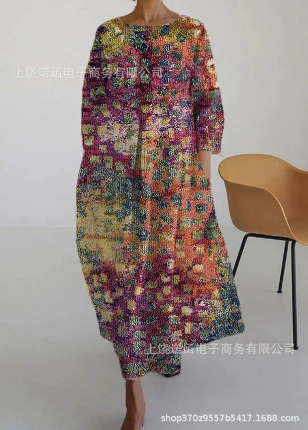 Women's Loose Round Neck Fashion Printed Dress