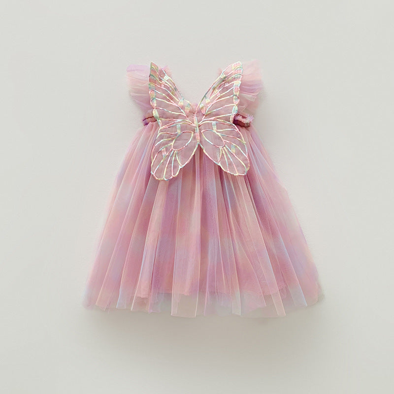 Rainbow Wings Mesh Girl Dress