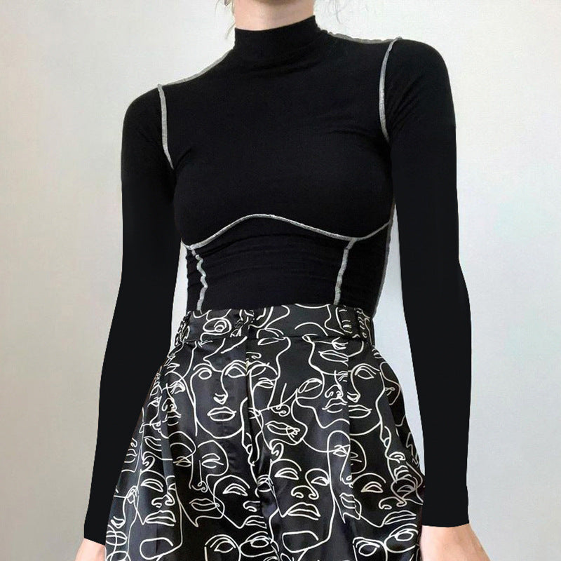 Chest-shaped Stitching Sexy Hot Girl Knitted Top