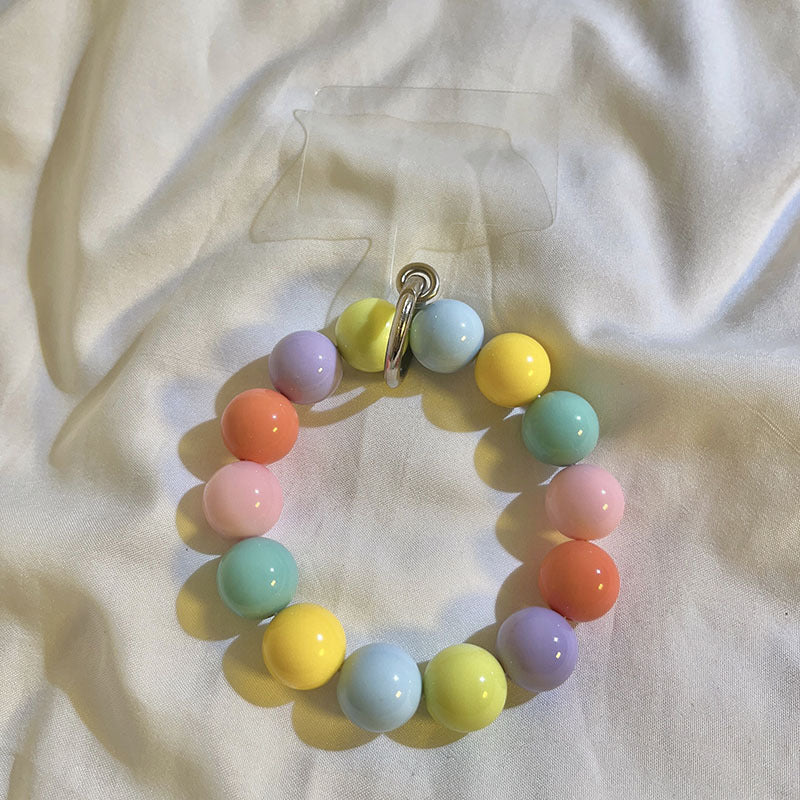 Internet Celebrity Ins Solid Color Bead Wrist Lanyard Universal Phone Case Camera Key Chain