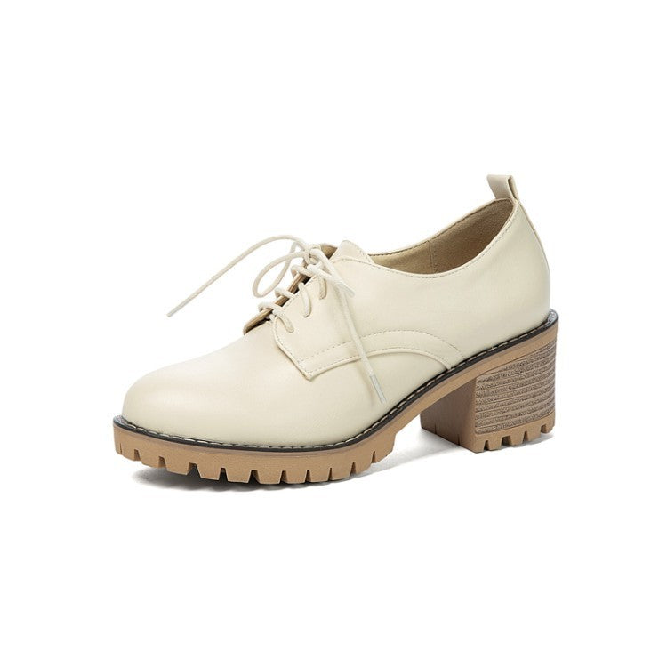 Lace-up Thick-heel Student Small Leather Shoes Women's Spring And Autumn Single Shoes