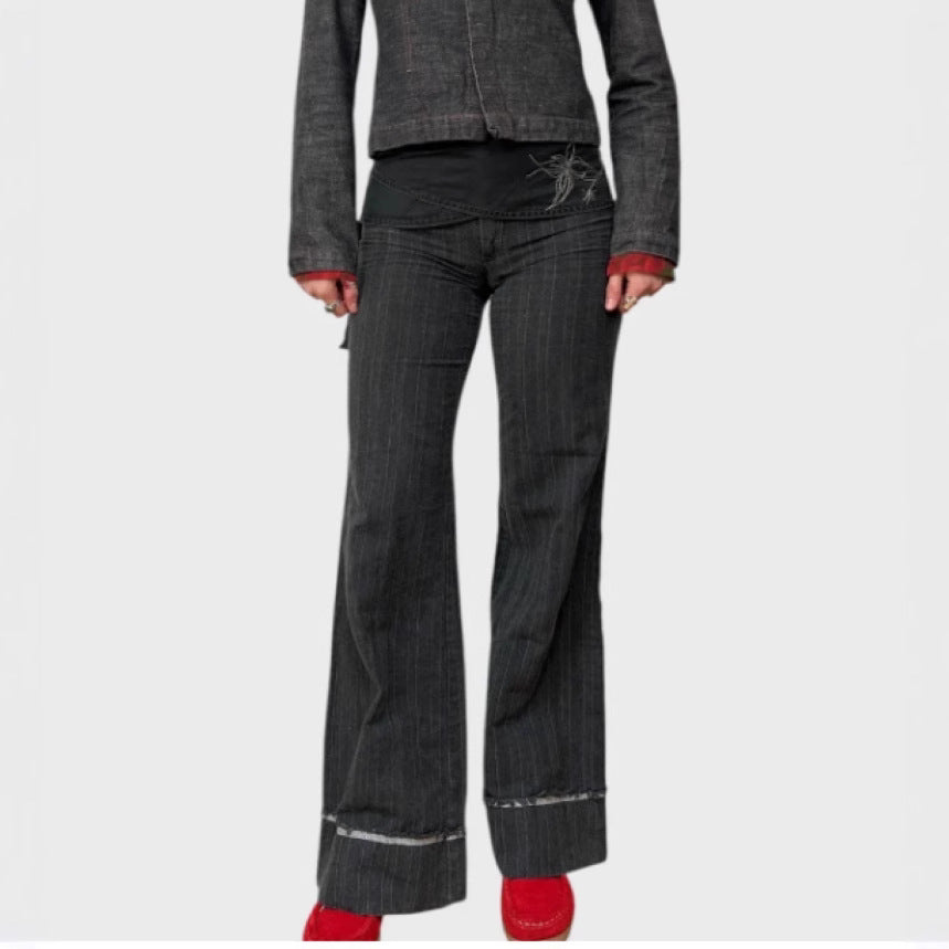 Printed Tape Thigh-length Curtain Tights