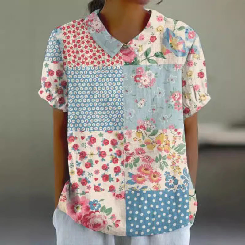 Summer Short Sleeve Printed Pullover Shirt